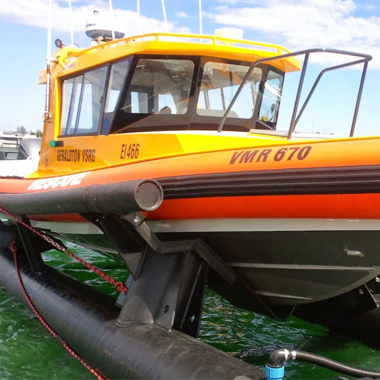 boat on a boat lifter built by Vortex Plastics in Geraldton